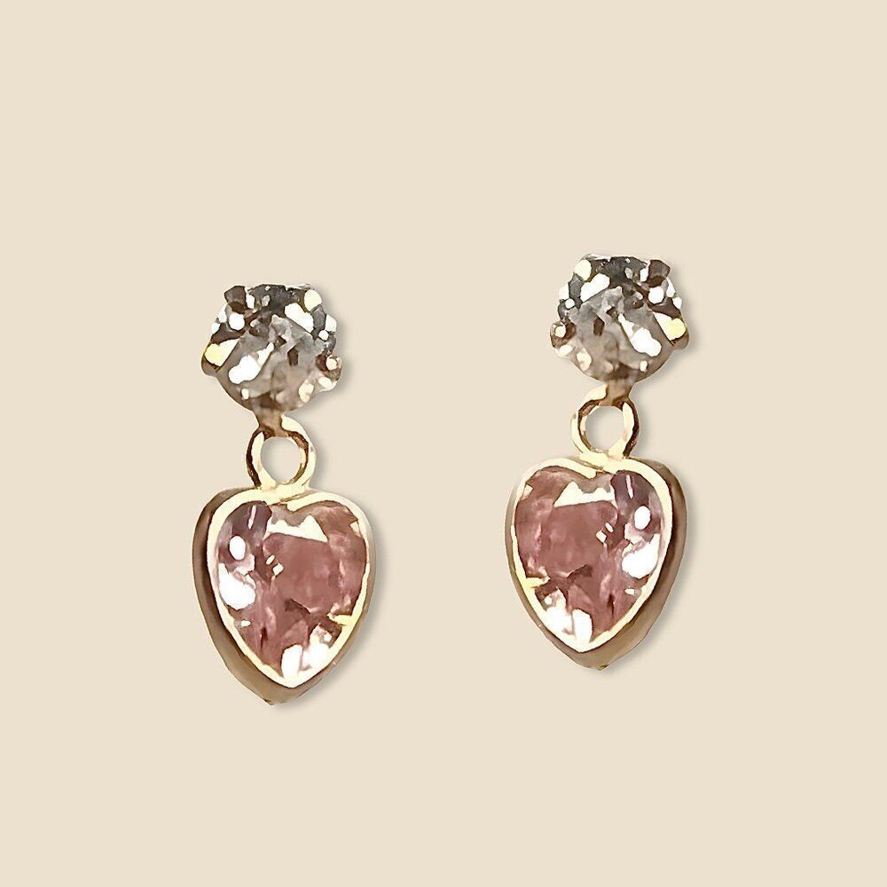 14K Solid Pink Gold Heart Stud Earrings – Handmade, Minimalist Love Symbol